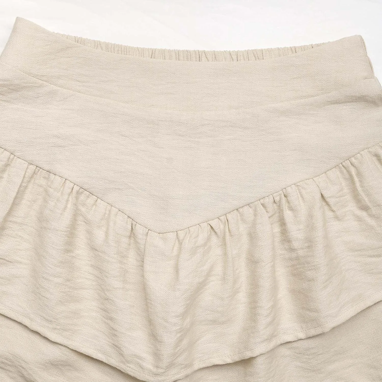 Women Smocked Ruffle Mini Skirts Summer High Waisted Tiered Cute Short Flowy Skirt Casual Trendy Loose Beach Short Pants