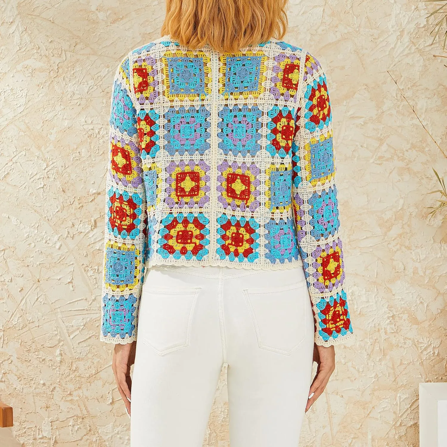 Women Y2k Crochet Floral Knit Pullover Long Sleeve V Neck Sweater Aesthetic Hollow Out Oversized Jumper Top