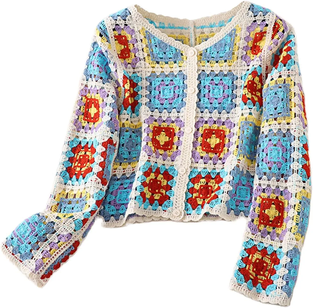 Women Y2k Crochet Floral Knit Pullover Long Sleeve V Neck Sweater Aesthetic Hollow Out Oversized Jumper Top