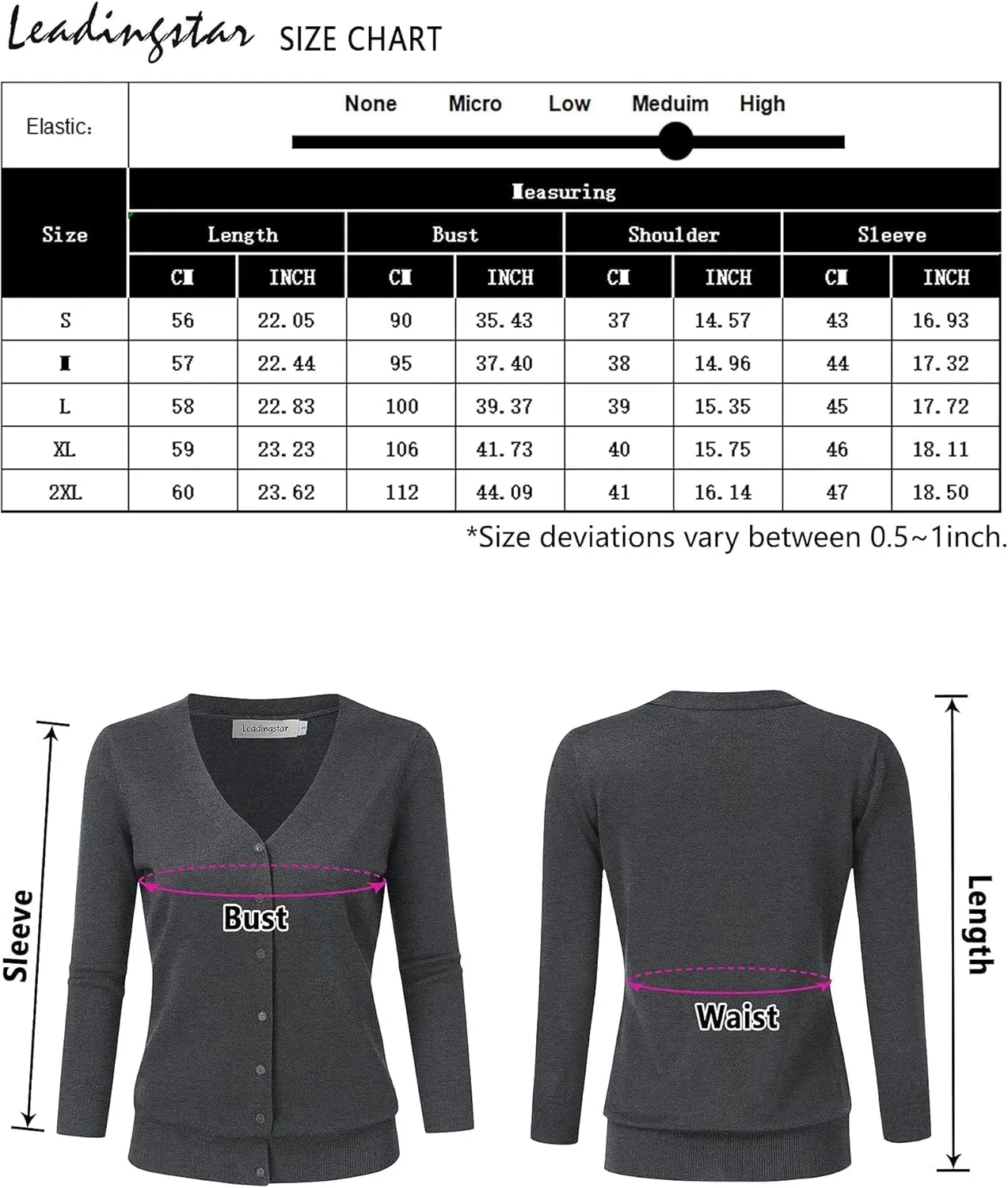 Women's 3/4 Sleeve Button Down Sweater Cardigan