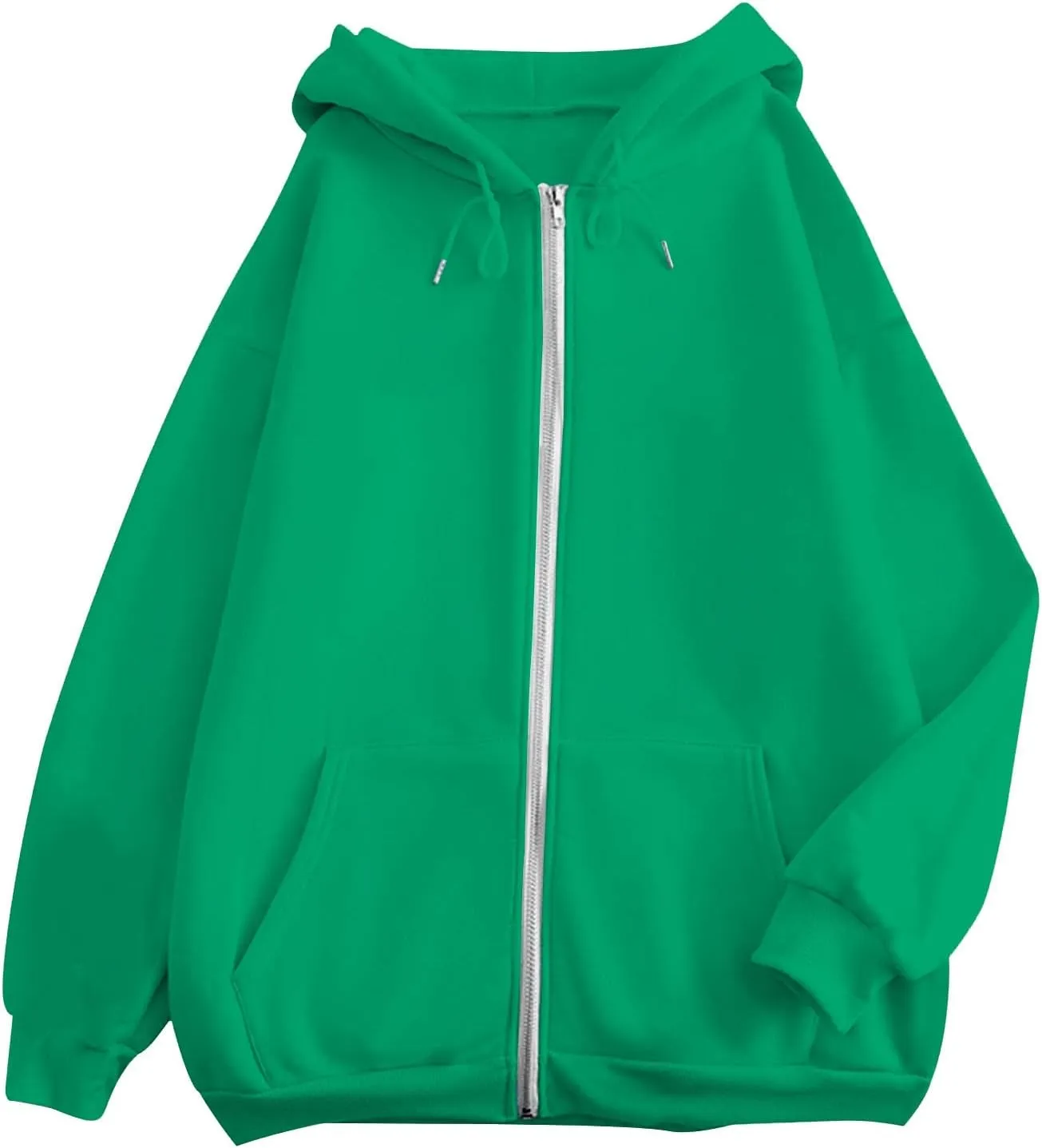 Women's Blank Hoodies Zip Up Long Sleeve Hooded Sweatshirts Oversized Loose Casual Jackets with Pockets Fall Outfits