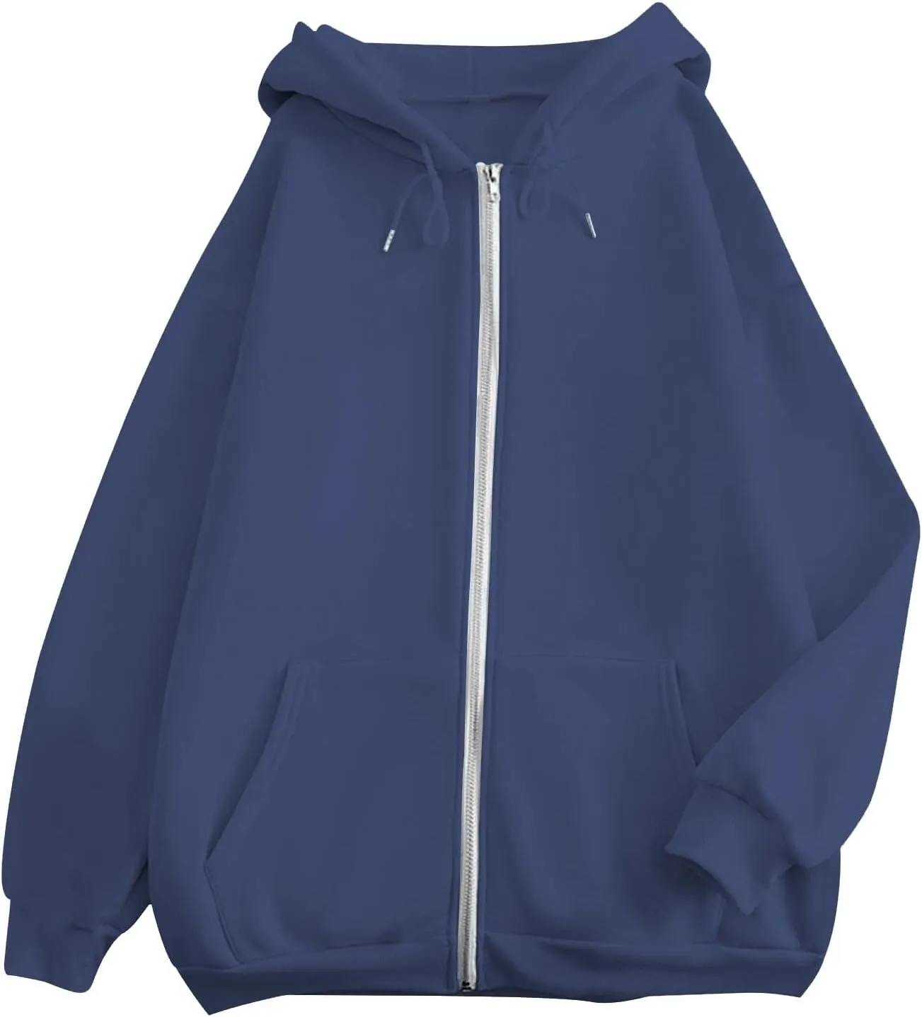 Women's Blank Hoodies Zip Up Long Sleeve Hooded Sweatshirts Oversized Loose Casual Jackets with Pockets Fall Outfits