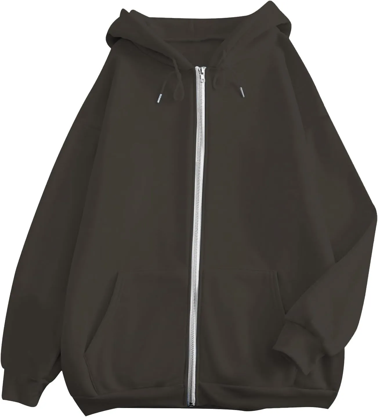 Women's Blank Hoodies Zip Up Long Sleeve Hooded Sweatshirts Oversized Loose Casual Jackets with Pockets Fall Outfits