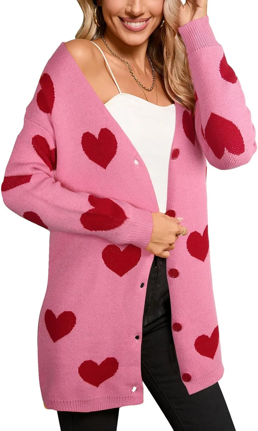 Women's Button Down Cardigan Sweaters Long Sleeve Loose Casual Knitted Cardigans Coat