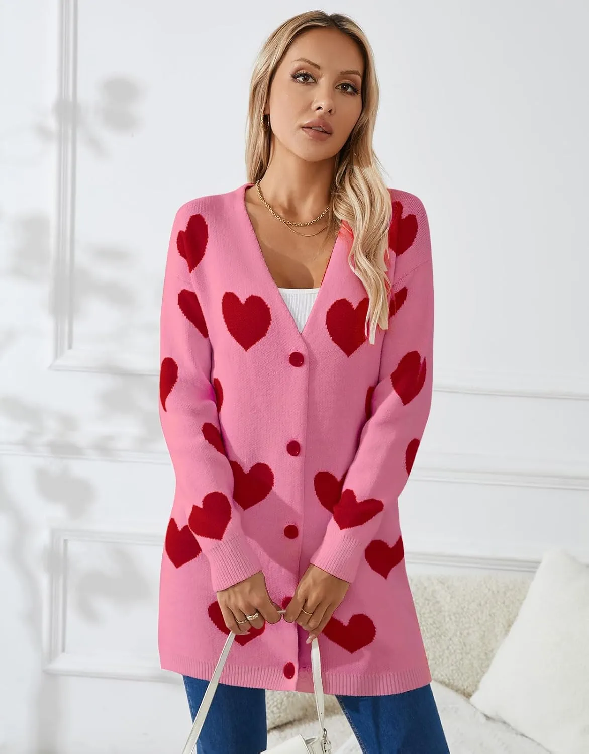Women's Button Down Cardigan Sweaters Long Sleeve Loose Casual Knitted Cardigans Coat