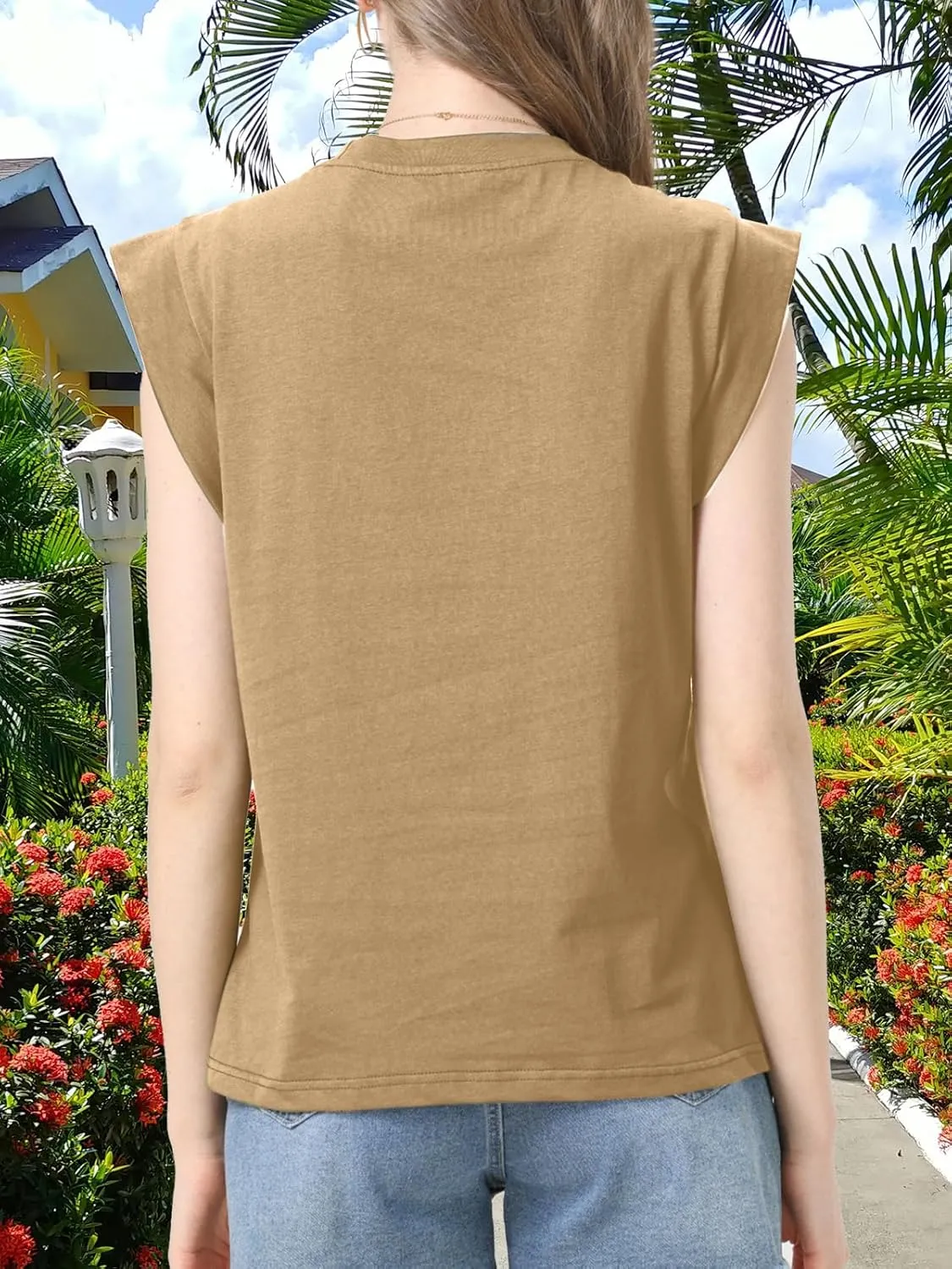 Womens Cap Sleeve T Shirts Tops Crew Neck Casual 2025 Trendy Top Basic Summer Short Sleeve Loose Fit Tee Shirt