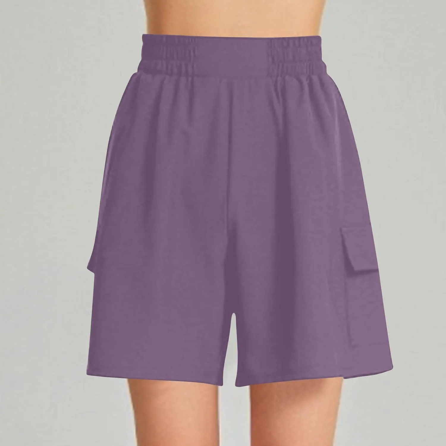Women's Cargo Shorts Summer High Waisted Casual Trendy Workout Hiking Bermuda Shorts Knee Length Pants with Pockets
