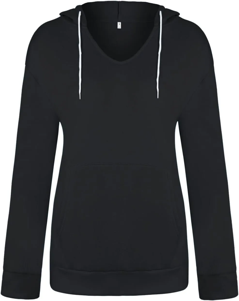 Women's Casual Lightweight Hoodies Long Sleeve v Neck Drawstring Hooded Sweatshirts Loose Pullovers With Pocket