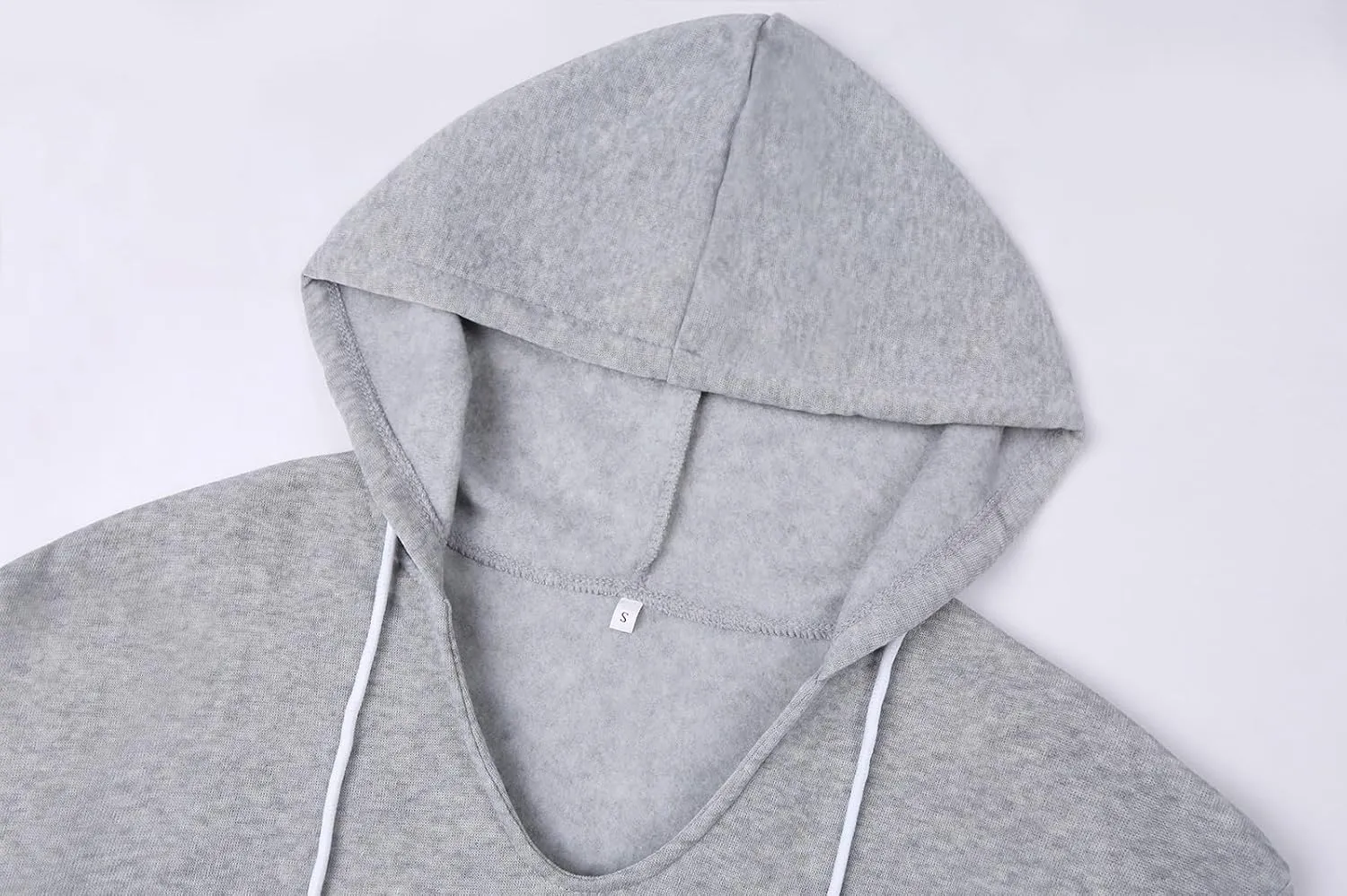 Women's Casual Lightweight Hoodies Long Sleeve v Neck Drawstring Hooded Sweatshirts Loose Pullovers With Pocket