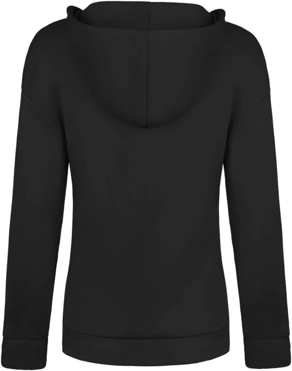 Women's Casual Lightweight Hoodies Long Sleeve v Neck Drawstring Hooded Sweatshirts Loose Pullovers With Pocket