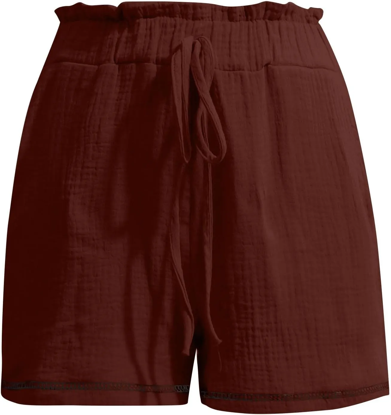 Womens Casual Shorts Cotton High Waist 2024 Solid Color Beach Cruise Shorts Comfy Loose Fit Summer Lounge Pants with Pockets
