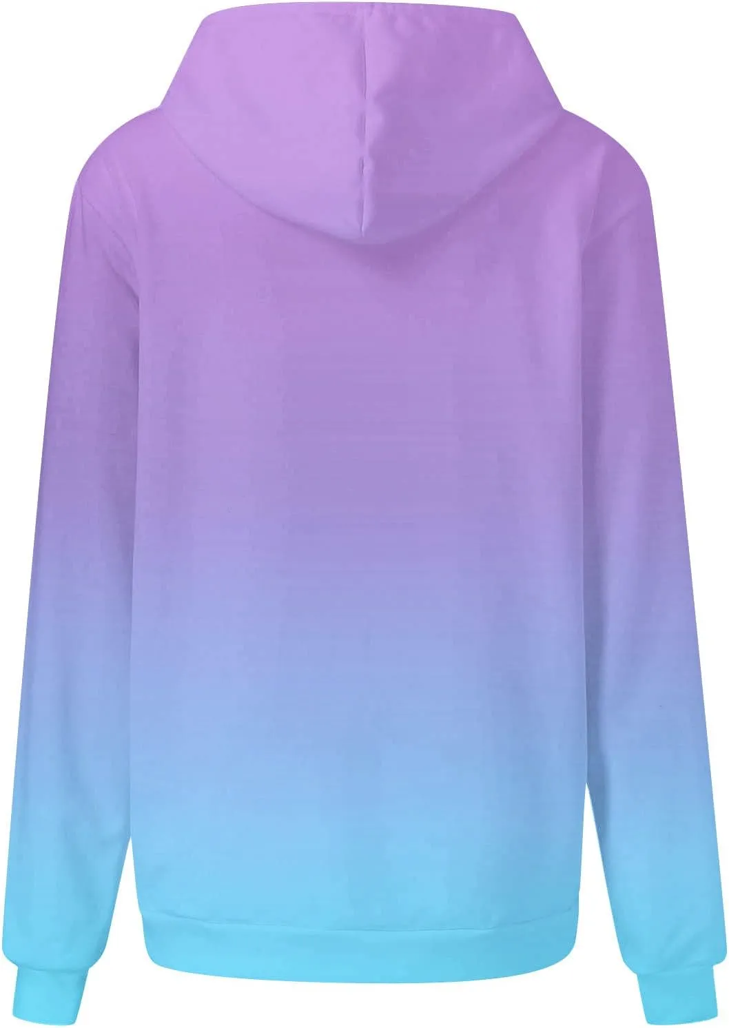 Womens Cute Sweatshirt Gradient Print Long Sleeve Drawstring Hoodies Pullover Oversized Y2K Tops Fashion Clothes with Pocket
