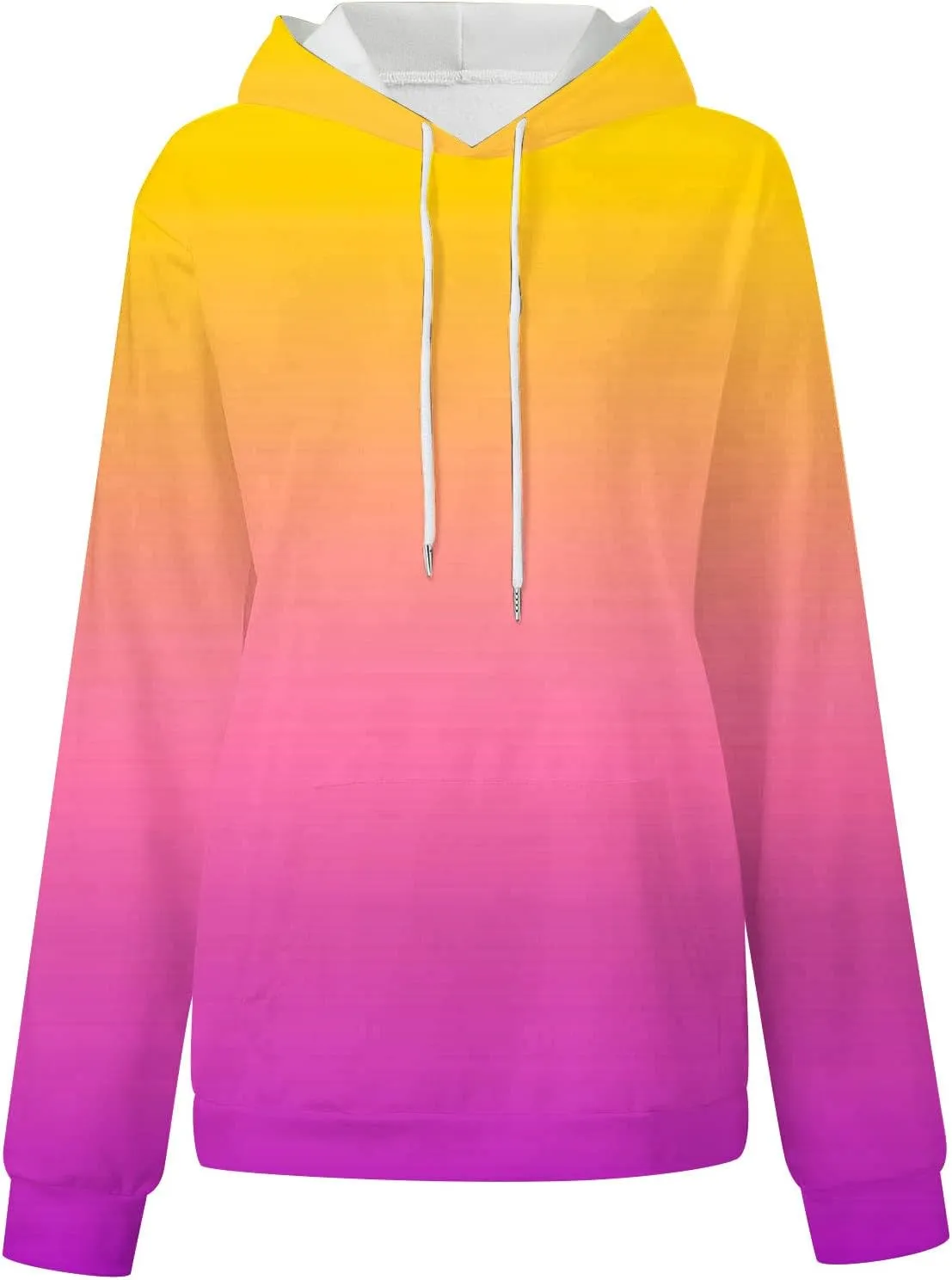Womens Cute Sweatshirt Gradient Print Long Sleeve Drawstring Hoodies Pullover Oversized Y2K Tops Fashion Clothes with Pocket