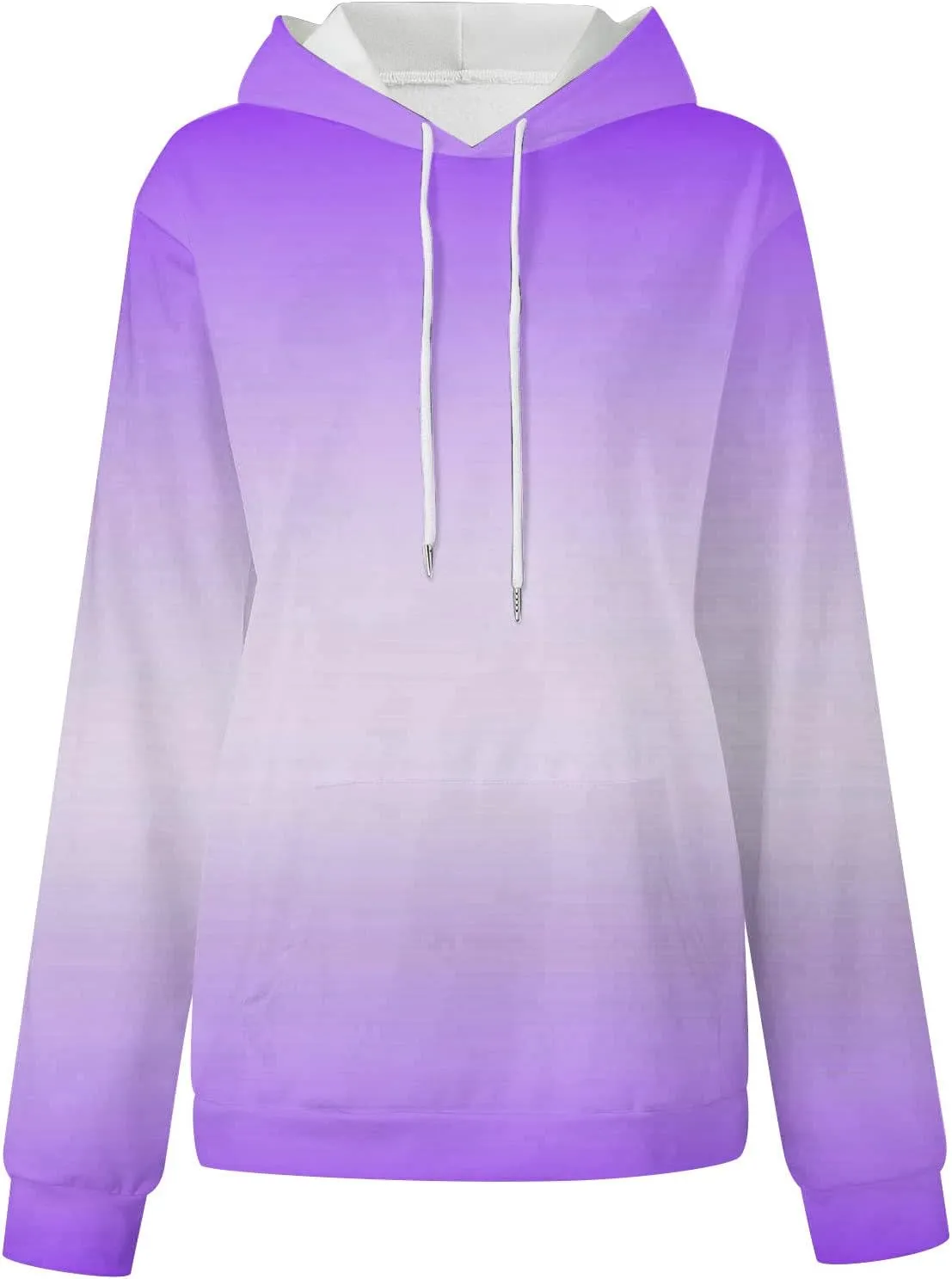Womens Cute Sweatshirt Gradient Print Long Sleeve Drawstring Hoodies Pullover Oversized Y2K Tops Fashion Clothes with Pocket