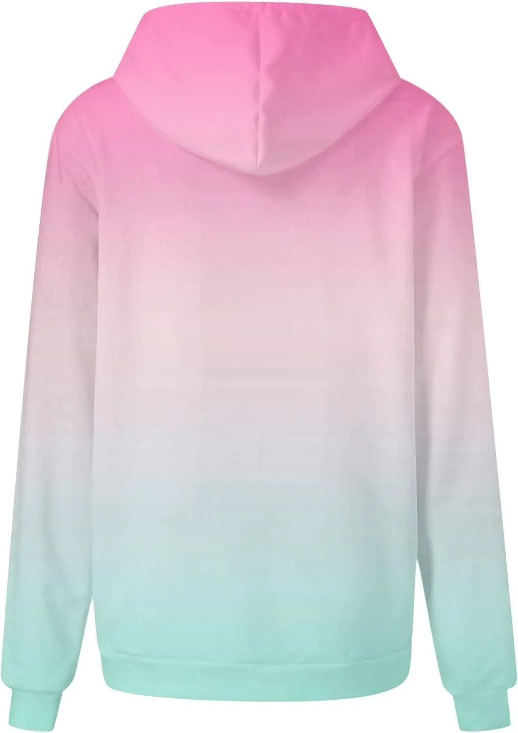 Womens Cute Sweatshirt Gradient Print Long Sleeve Drawstring Hoodies Pullover Oversized Y2K Tops Fashion Clothes with Pocket