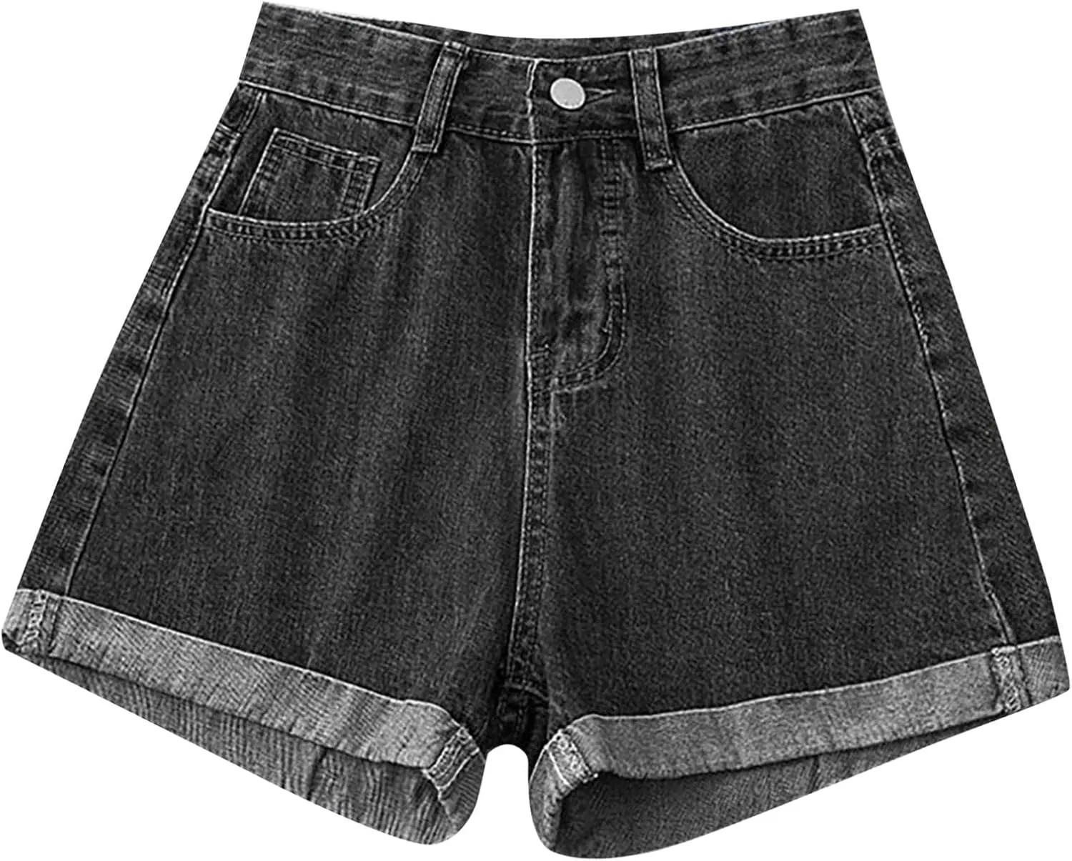Womens Denim Shorts High Waisted Stretchy Cuffed Jean Shorts Casual Rolled Cuff Cut Off Jeans Short Summer Beach Pants