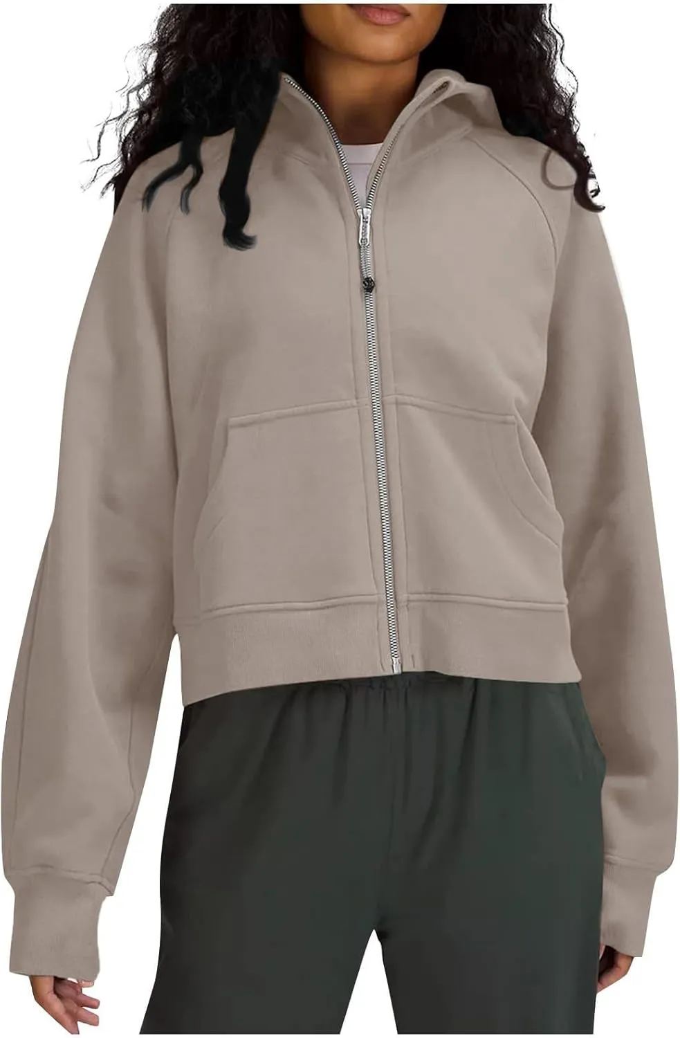 Women's Fashion Hoodies & Sweatshirts Casual Long Sleeve y2k Clothes Full Zip Up Cropped Hoodie Jacket With Pockets
