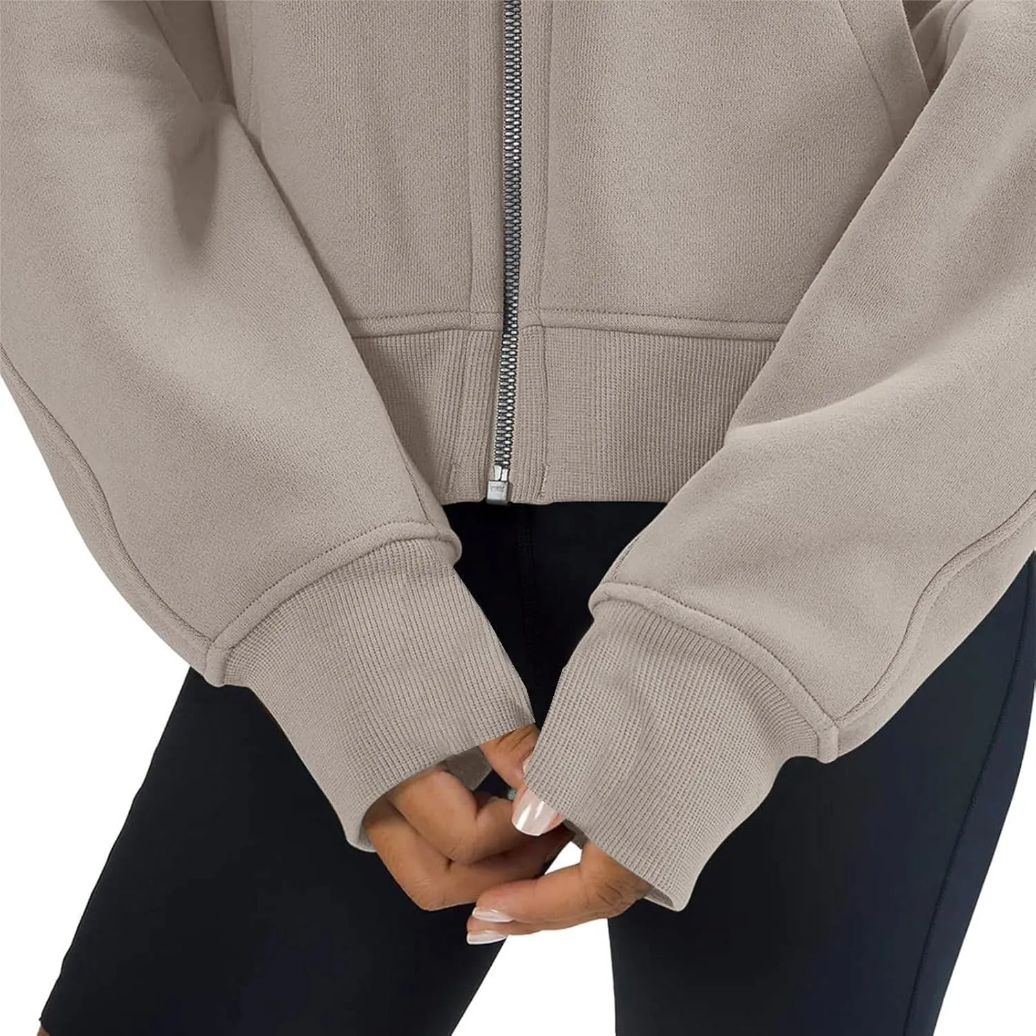 Women's Fashion Hoodies & Sweatshirts Casual Long Sleeve y2k Clothes Full Zip Up Cropped Hoodie Jacket With Pockets
