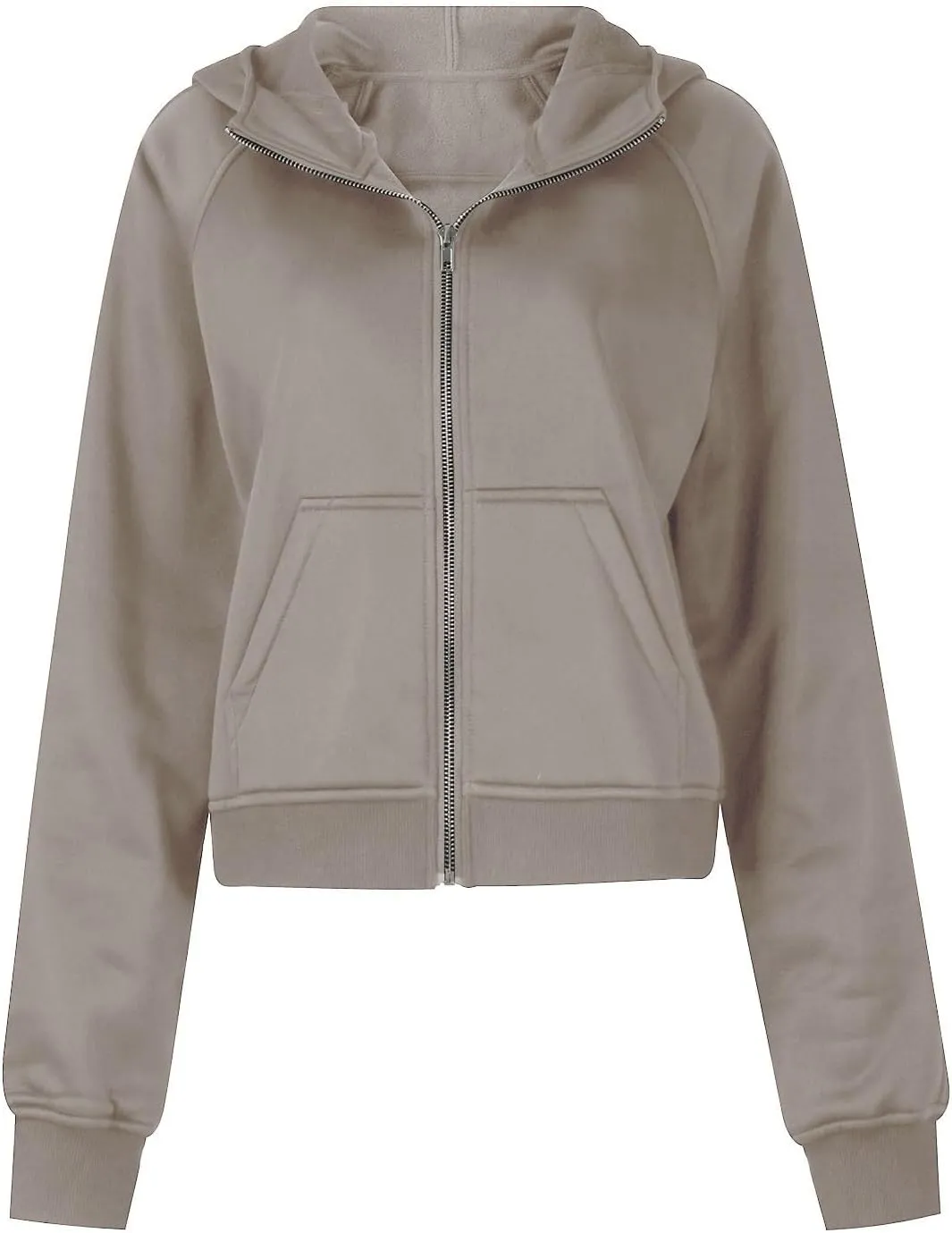 Women's Fashion Hoodies & Sweatshirts Casual Long Sleeve y2k Clothes Full Zip Up Cropped Hoodie Jacket With Pockets