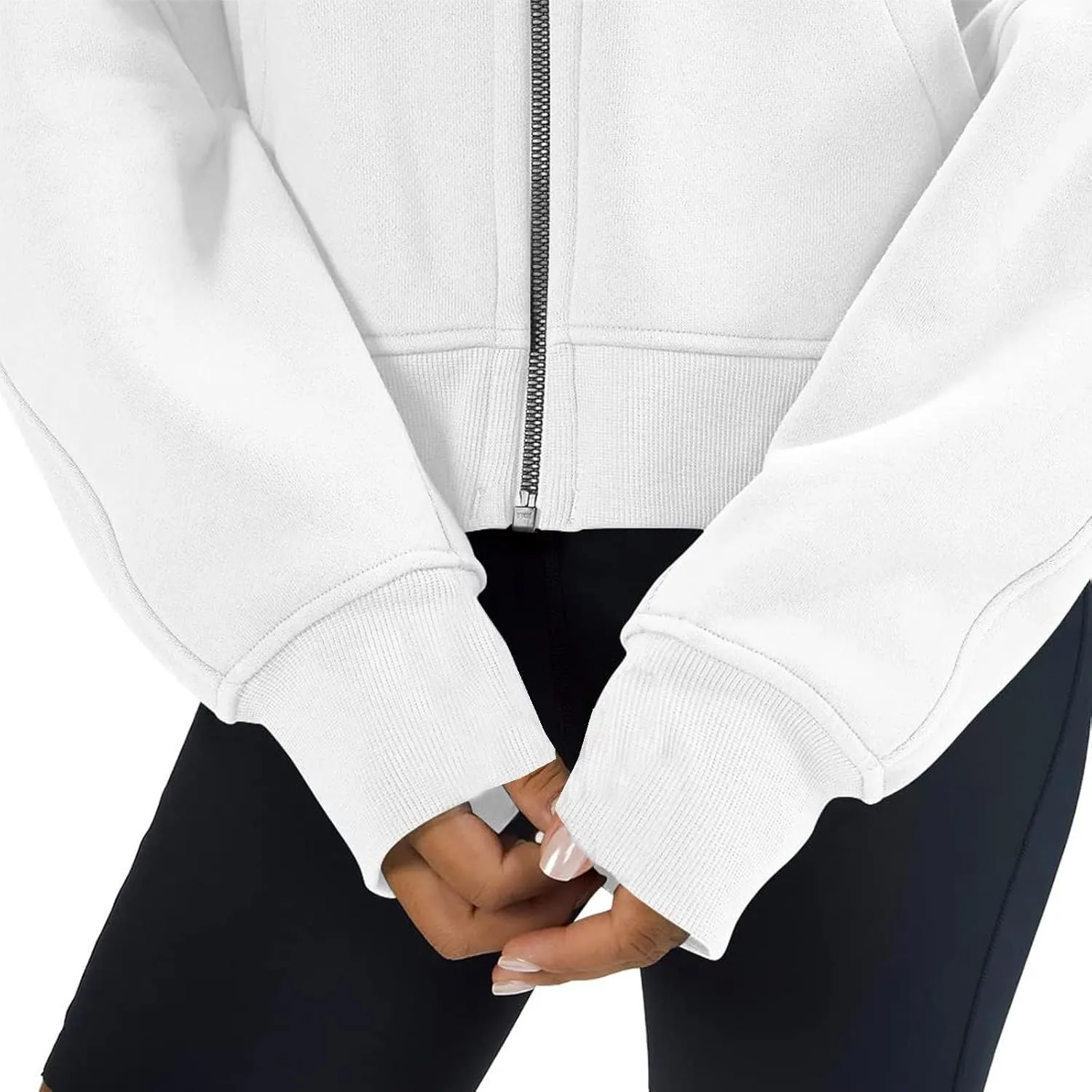 Women's Fashion Hoodies & Sweatshirts Casual Long Sleeve y2k Clothes Full Zip Up Cropped Hoodie Jacket With Pockets