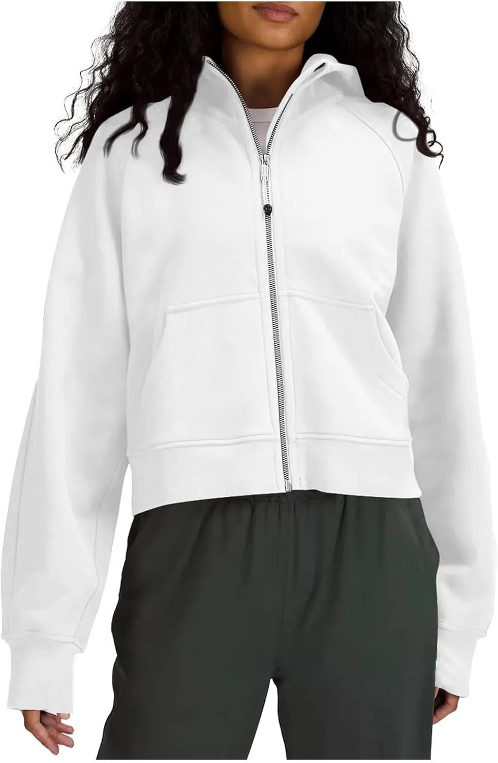 Women's Fashion Hoodies & Sweatshirts Casual Long Sleeve y2k Clothes Full Zip Up Cropped Hoodie Jacket With Pockets