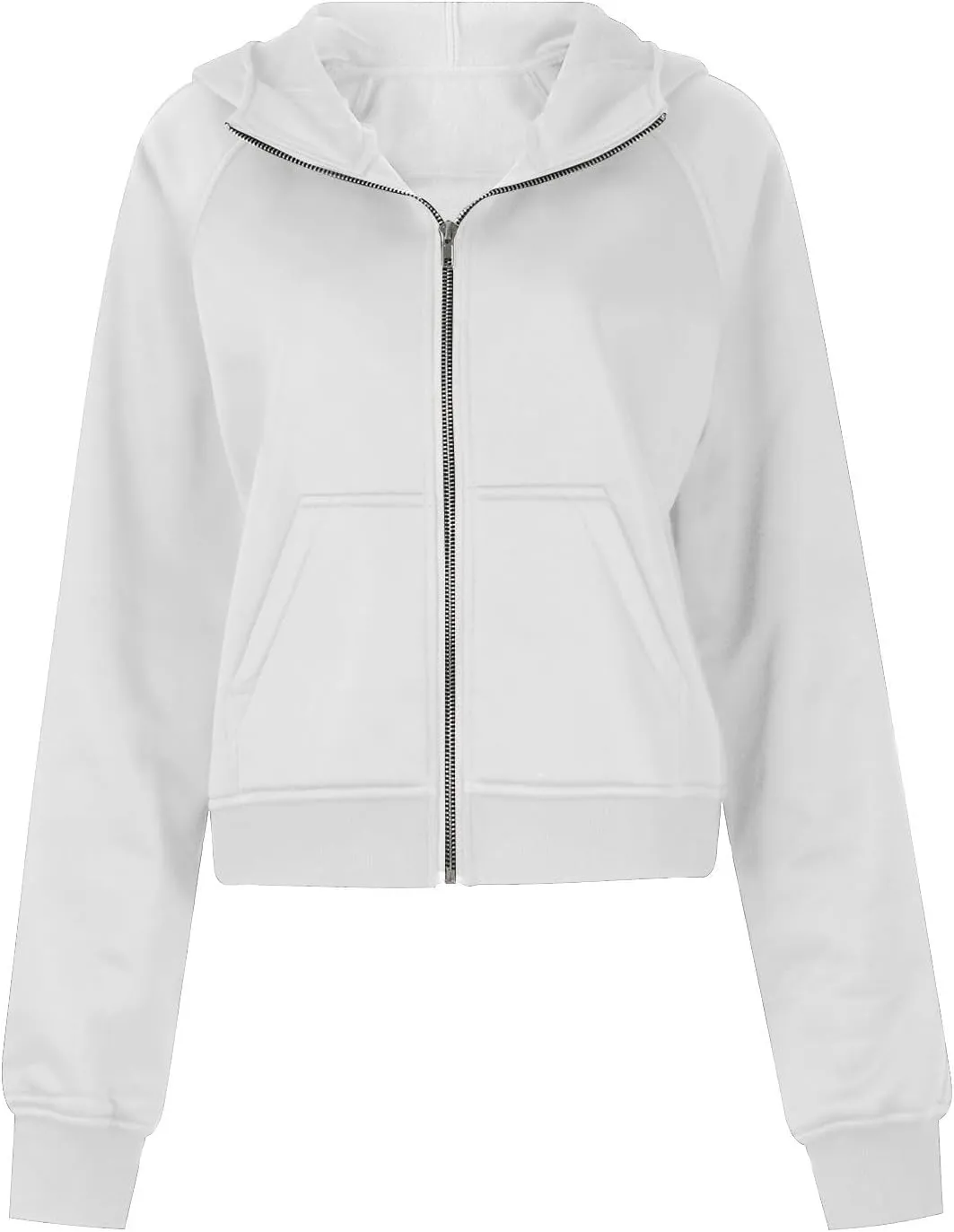 Women's Fashion Hoodies & Sweatshirts Casual Long Sleeve y2k Clothes Full Zip Up Cropped Hoodie Jacket With Pockets