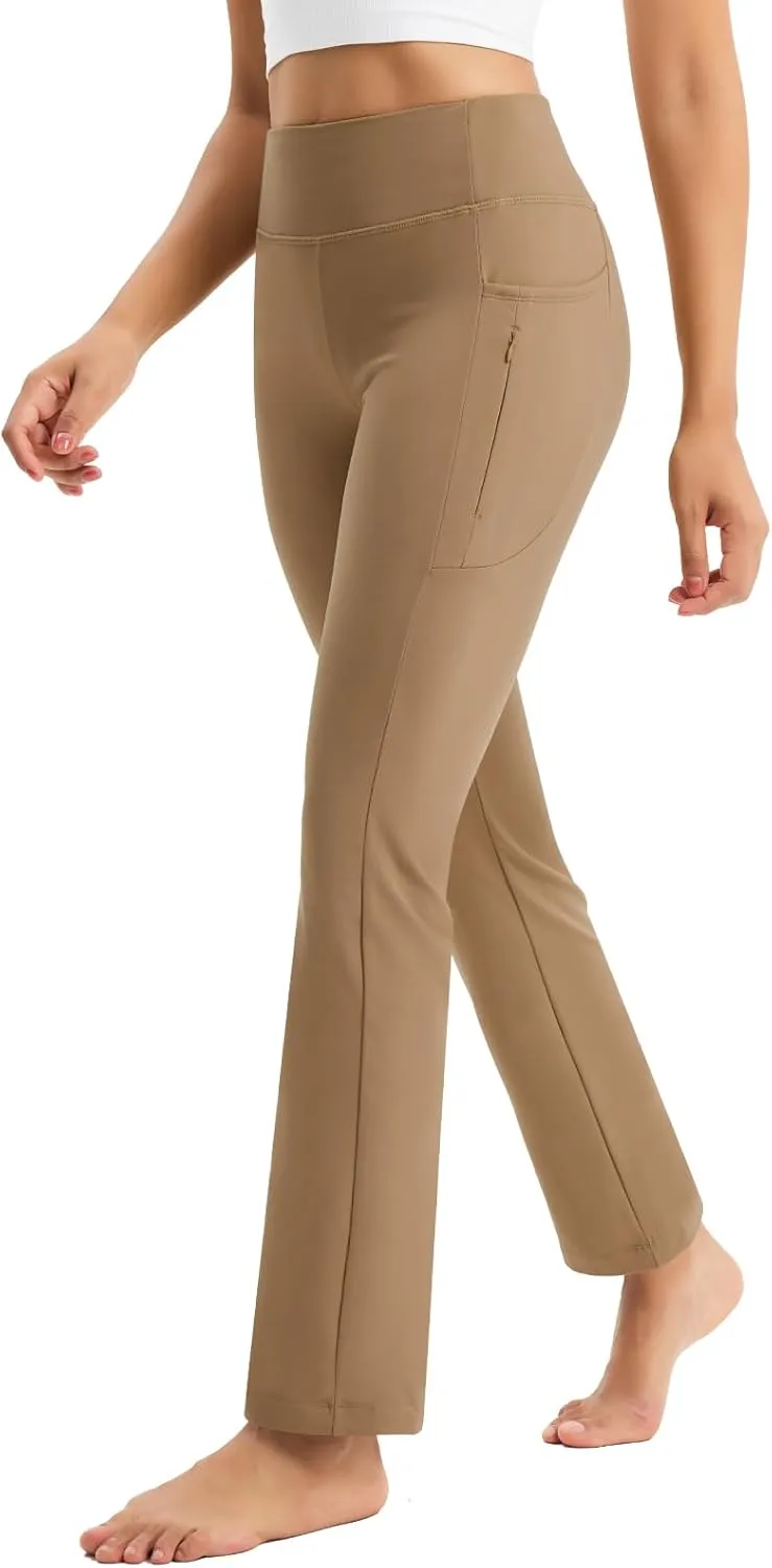 Women's Fleece Lined Pants Straight Leg Thermal Sweatpants Water Resistant Hiking Yoga Dress Pants Flare Leggings