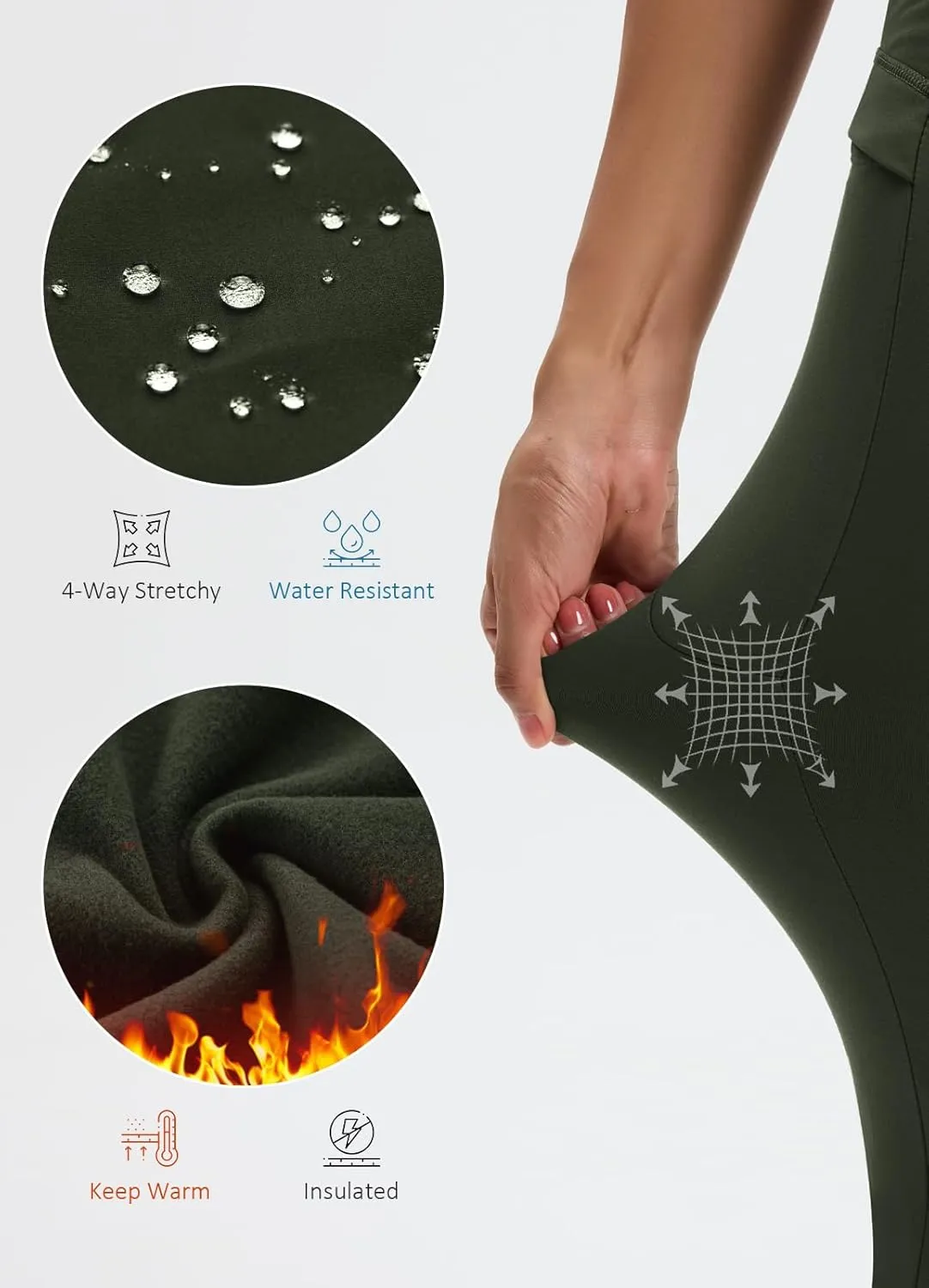 Women's Fleece Lined Pants Straight Leg Thermal Sweatpants Water Resistant Hiking Yoga Dress Pants Flare Leggings