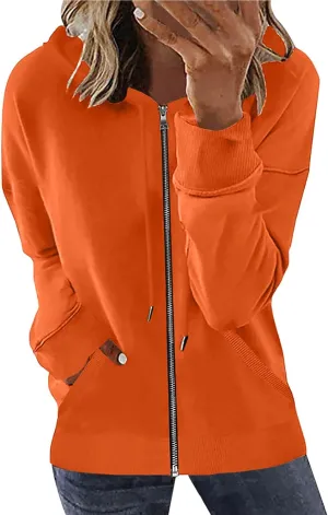 Womens Full Zip Up Hoodie Jacket Long Sleeve Hooded Sweatshirts With Pockets Fall Fashion 2023 Outfits