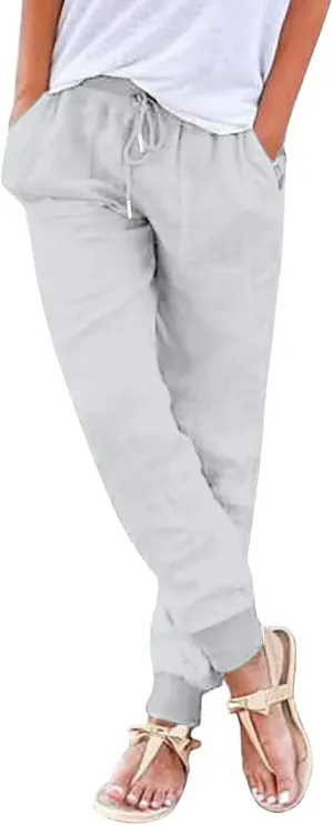 Womens Linen Summer Y2K Fashion Palazzo Pants High Waist Straight Loose Fit Palazzo Pants Vacation