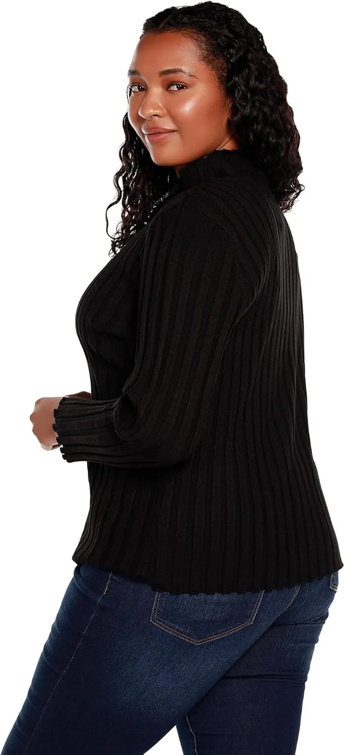 Women's Long Sleeve Zip Up Sweaters for Women Knit Cardigan with Diamond Zipper