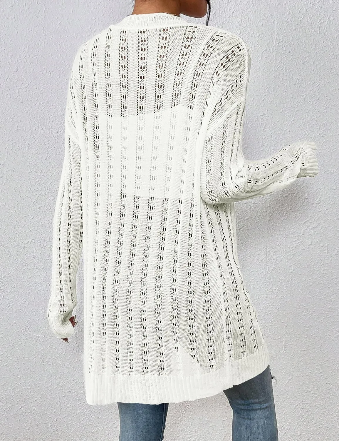 Womens Open Front Lightweight Cardigan Sweaters Crochet Long Sleeve Cardigans Summer Boho Beach Swimsuit Cover Up