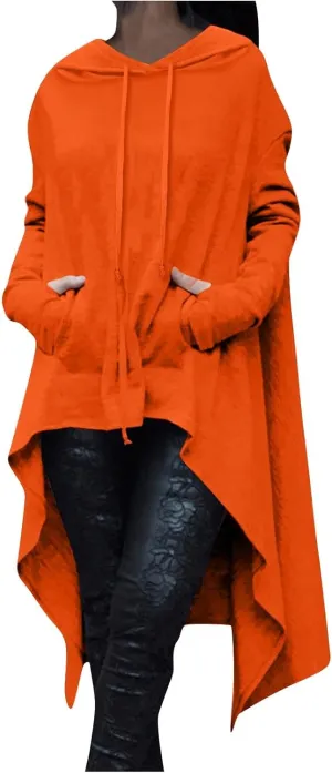 Womens Oversized Hoodies Cloak 2024 Gothic Vintage Asymmetrical Long Pullover Fall Loose Thin Long Sleeve Plain Top