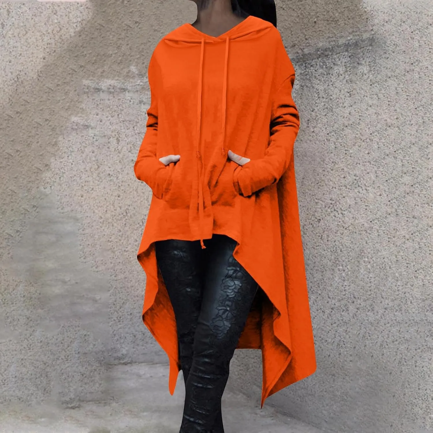 Womens Oversized Hoodies Cloak 2024 Gothic Vintage Asymmetrical Long Pullover Fall Loose Thin Long Sleeve Plain Top