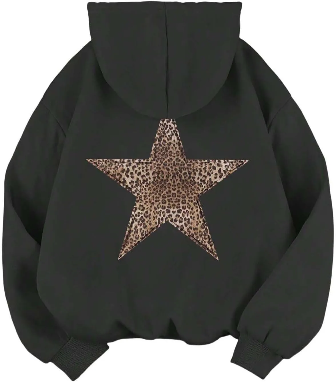 Womens Oversized Hoodies Distressed Star Graphic Sweatshirt Long Sleeve Hooded Shirt Aesthetic Pullover