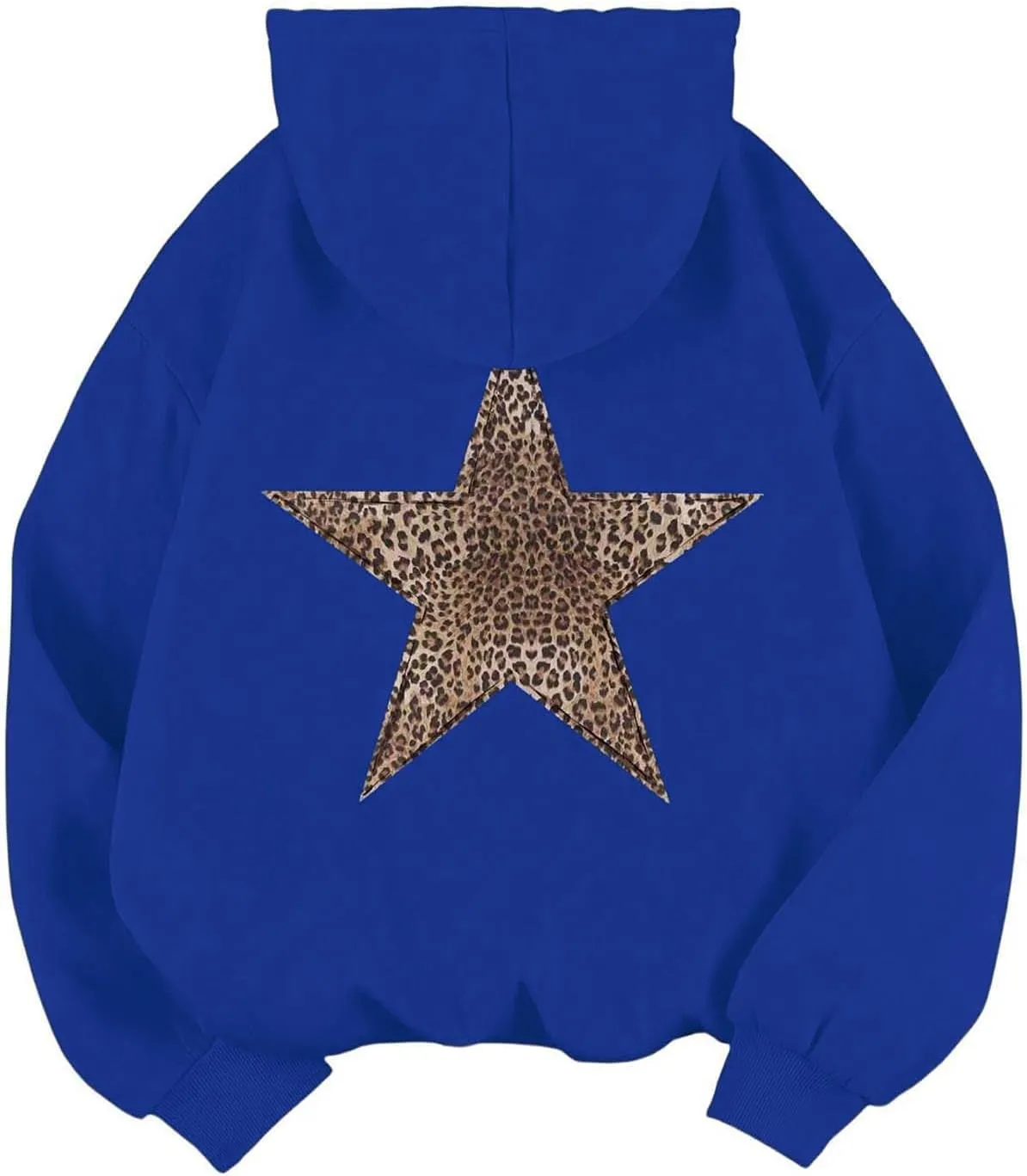 Womens Oversized Hoodies Distressed Star Graphic Sweatshirt Long Sleeve Hooded Shirt Aesthetic Pullover