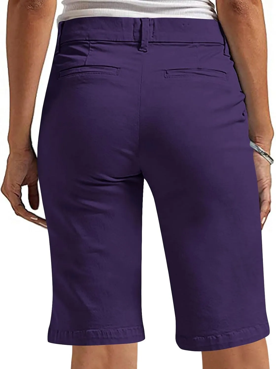 Women's Pull On Bermuda Shorts for Women 2025 Trendy Stretch Twill Short Dressy Casual High Waisted Summer Slacks
