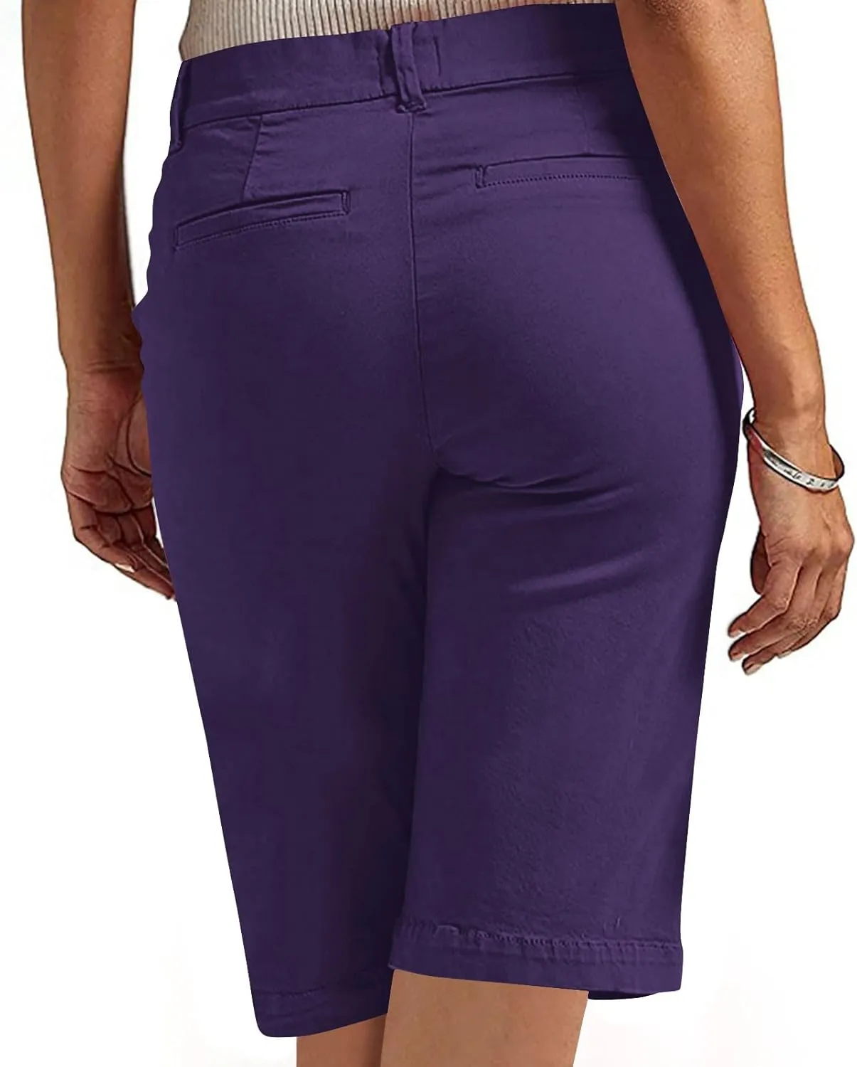 Women's Pull On Bermuda Shorts for Women 2025 Trendy Stretch Twill Short Dressy Casual High Waisted Summer Slacks
