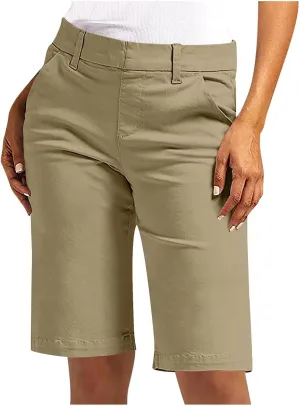 Women's Pull On Bermuda Shorts for Women 2025 Trendy Stretch Twill Short Dressy Casual High Waisted Summer Slacks