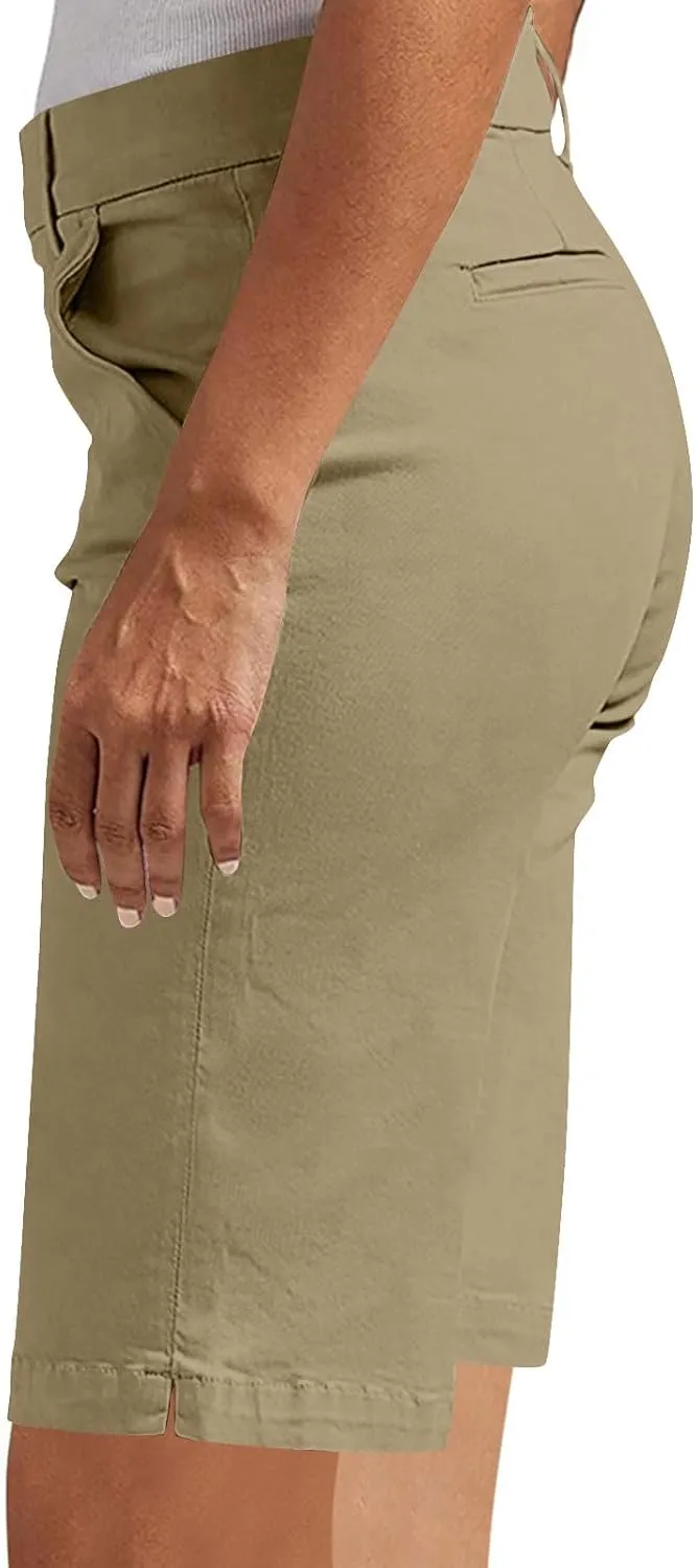 Women's Pull On Bermuda Shorts for Women 2025 Trendy Stretch Twill Short Dressy Casual High Waisted Summer Slacks