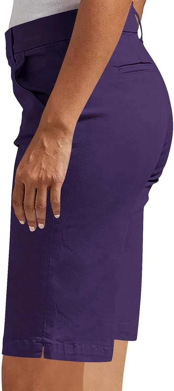Women's Pull On Bermuda Shorts for Women 2025 Trendy Stretch Twill Short Dressy Casual High Waisted Summer Slacks