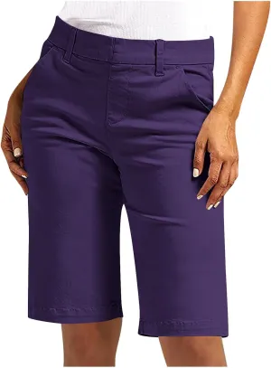 Women's Pull On Bermuda Shorts for Women 2025 Trendy Stretch Twill Short Dressy Casual High Waisted Summer Slacks