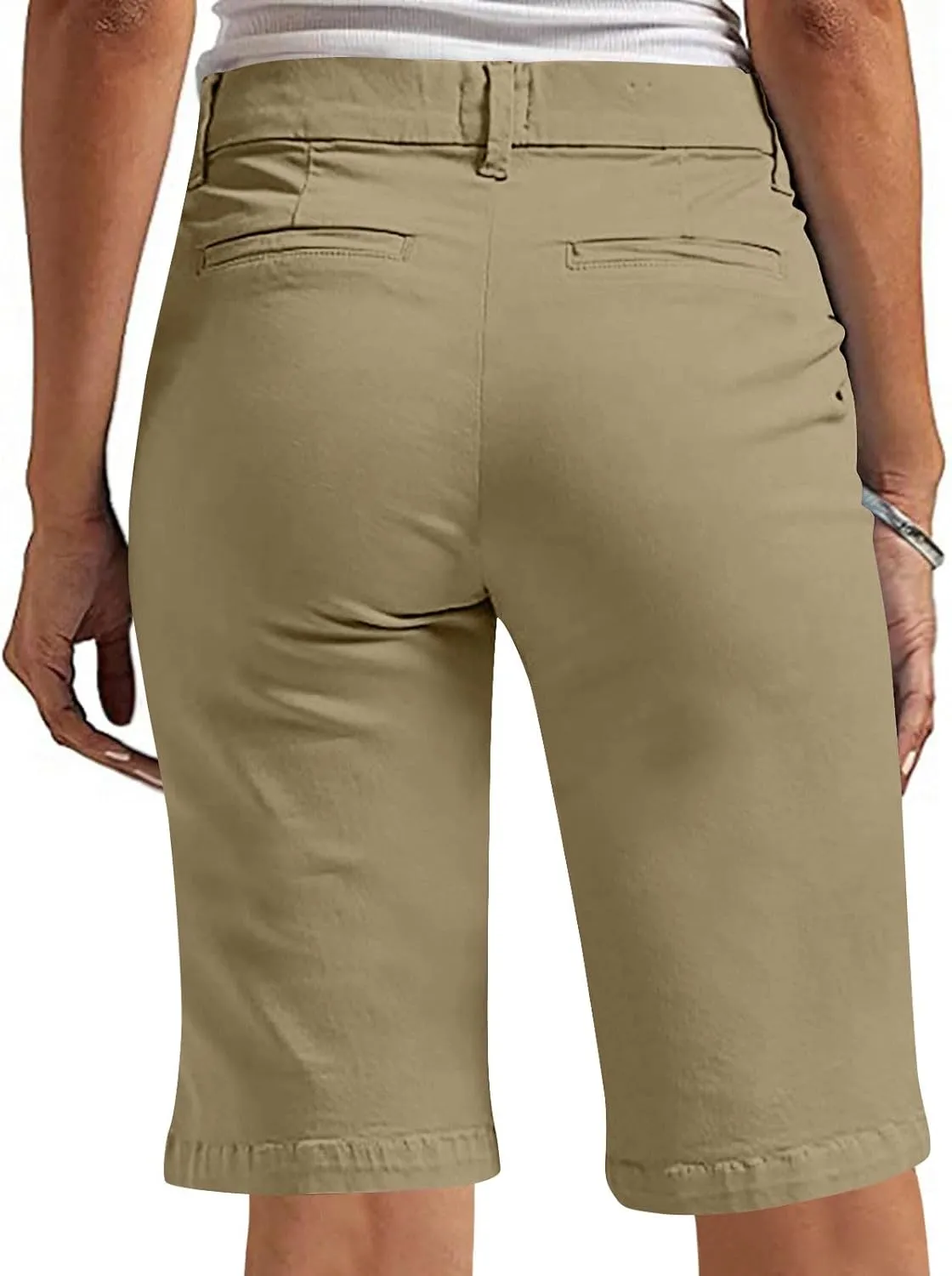 Women's Pull On Bermuda Shorts for Women 2025 Trendy Stretch Twill Short Dressy Casual High Waisted Summer Slacks