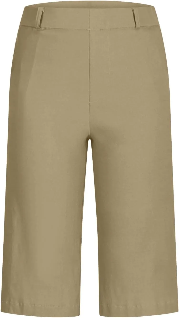 Women's Pull On Bermuda Shorts for Women 2025 Trendy Stretch Twill Short Dressy Casual High Waisted Summer Slacks