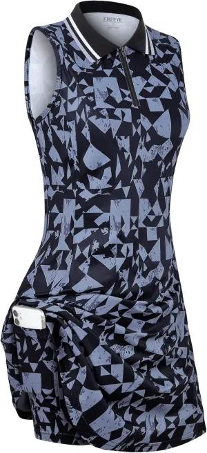 Womens Sleeveless Golf Tennis Dresses with Inner ShortsPockets for Workout Exercise