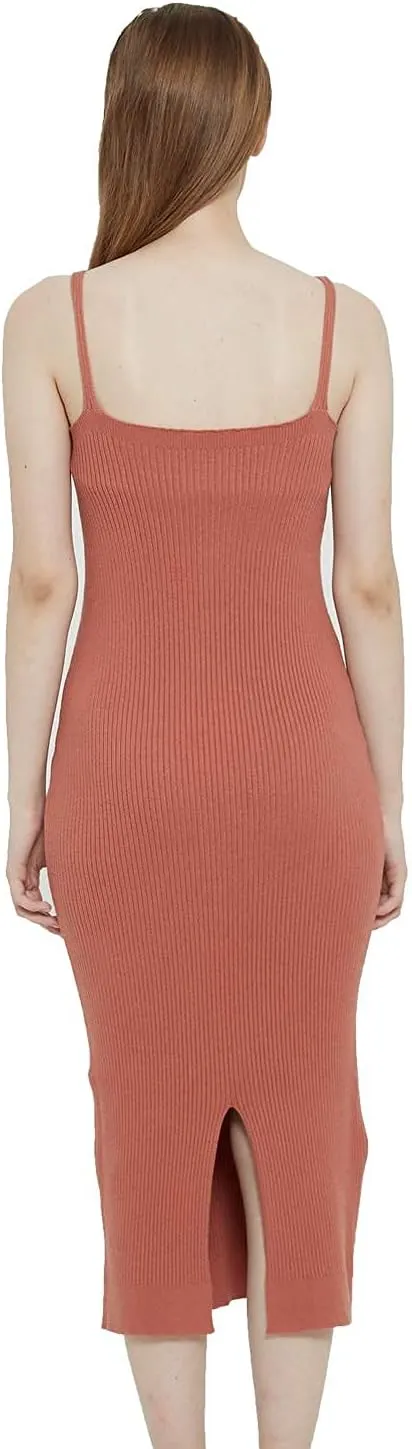 Women's Sleeveless Sweater Dress Knit Slim V Neck Bodycon Midi Stretchable Elasticity Slim Fits