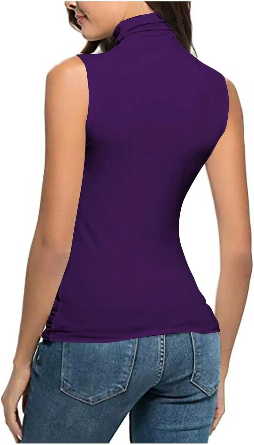 Womens Sleeveless Turtleneck Tops Plus Size Mock High Neck Tank Tops 2025 Slim Fitted Undershirt Basic Layer Tee