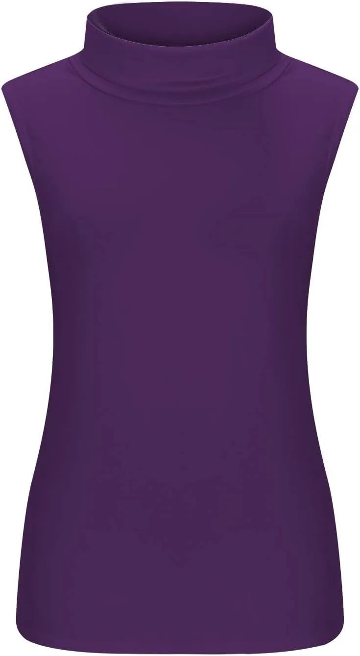 Womens Sleeveless Turtleneck Tops Plus Size Mock High Neck Tank Tops 2025 Slim Fitted Undershirt Basic Layer Tee