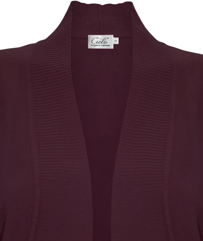 Women's Solid Basic Open Front Pockets Knit Sweater Cardigan