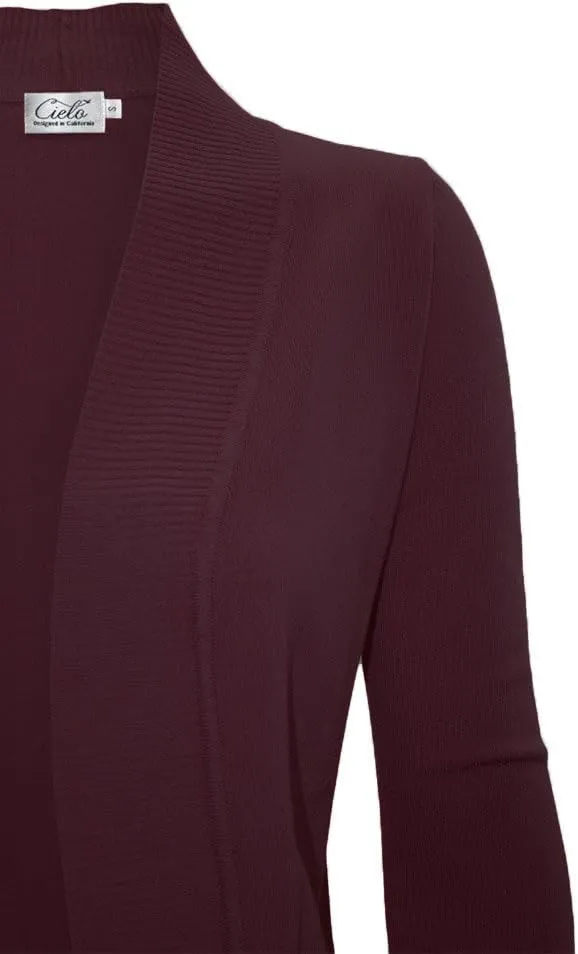 Women's Solid Basic Open Front Pockets Knit Sweater Cardigan